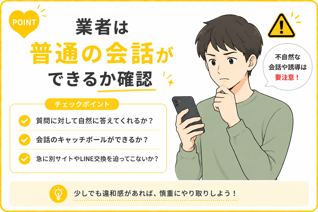 Jメール　業者は普通の会話ができるか確認