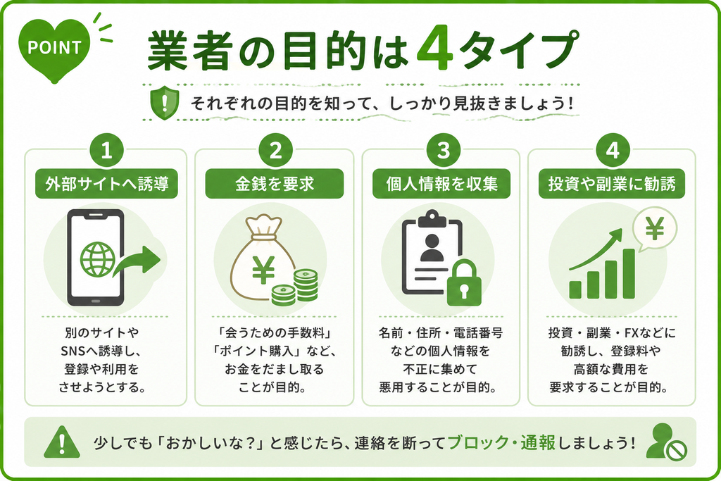 ハッピーメール 業者の目的は4タイプ