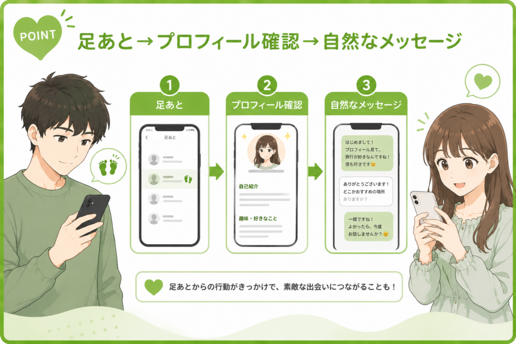 ハッピーメール 足あと→プロフィール確認→自然なメッセージ