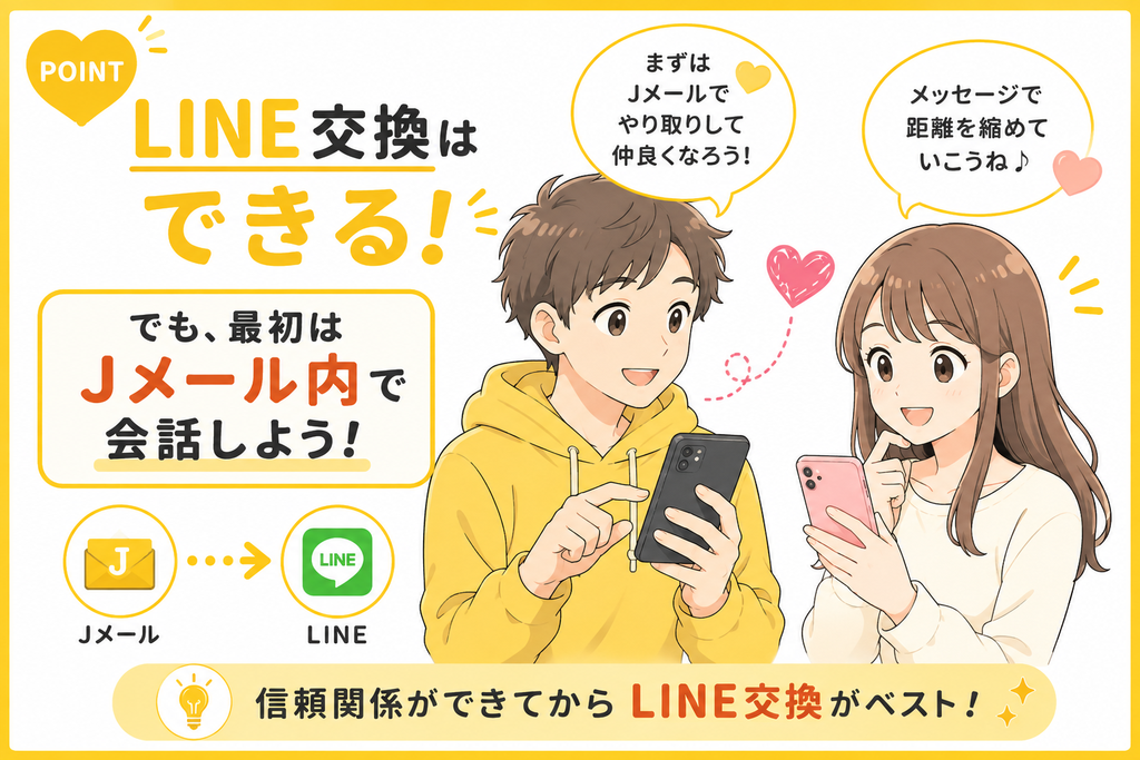 Jメール　LINE交換はできる。でも最初はJメール内で会話