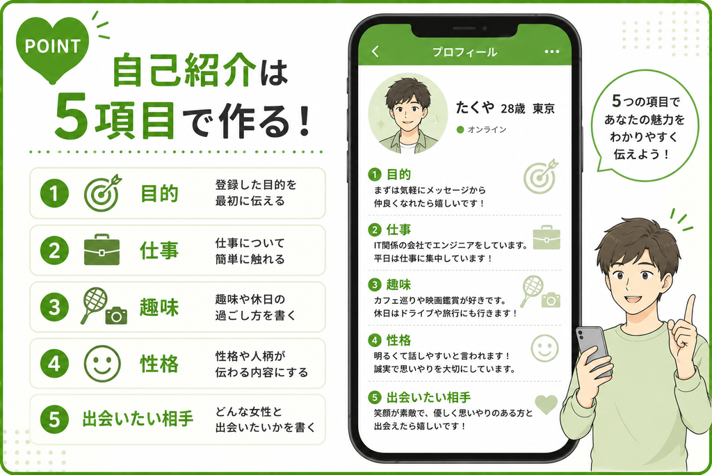 ハッピーメール 自己紹介は5項目で作る