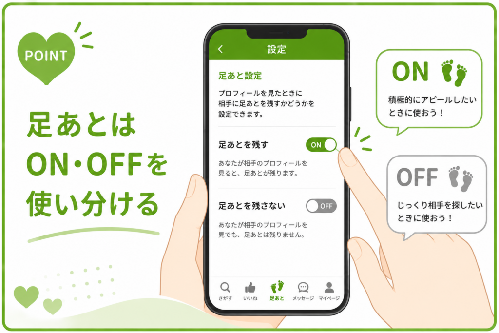 ハッピーメール 足あとはON・OFFを使い分ける