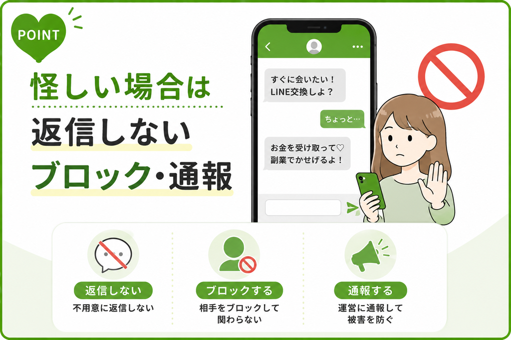 ハッピーメール 怪しい場合は返信しない・ブロック・通報