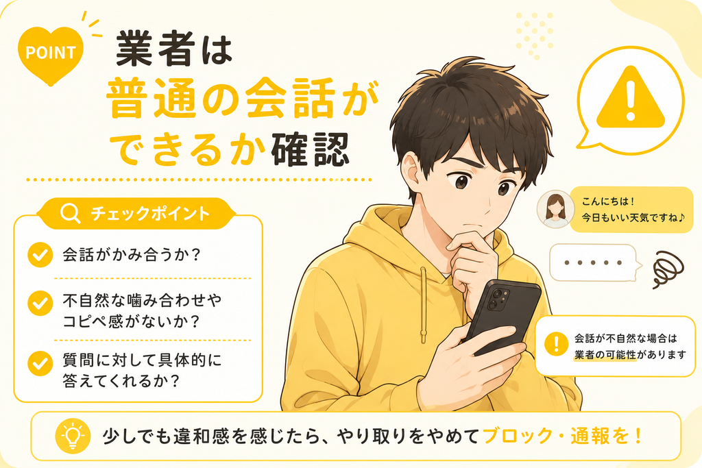 Jメール　業者は普通の会話ができるか確認