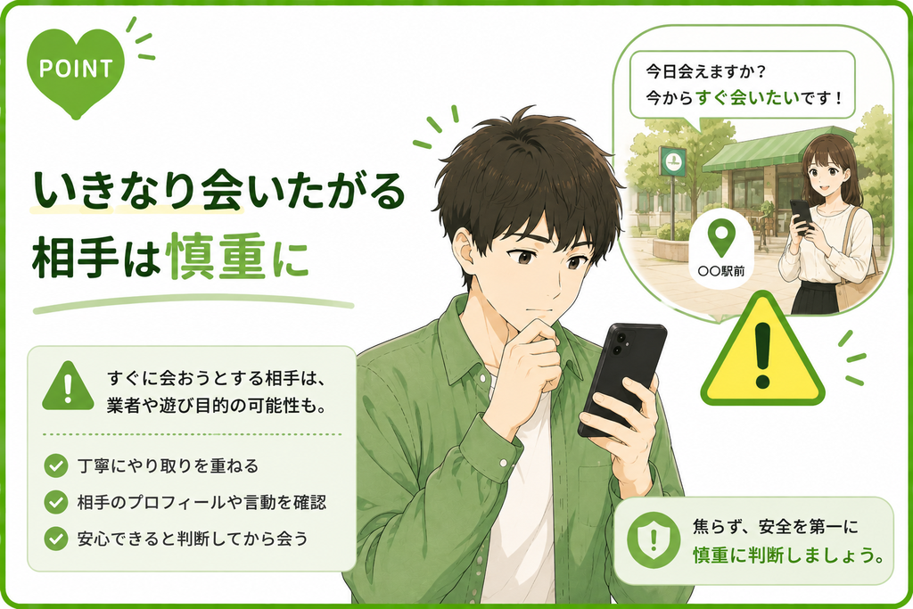 ハッピーメール　いきなり会いたがる相手は慎重に