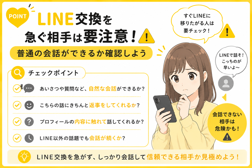 Jメール　LINE交換を急ぐ相手は普通の会話ができるか確認