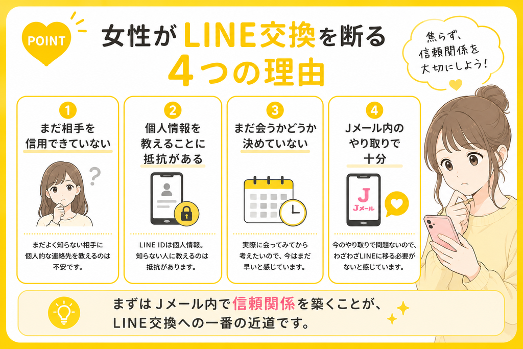 Jメール　女性がLINE交換を断る4つの理由