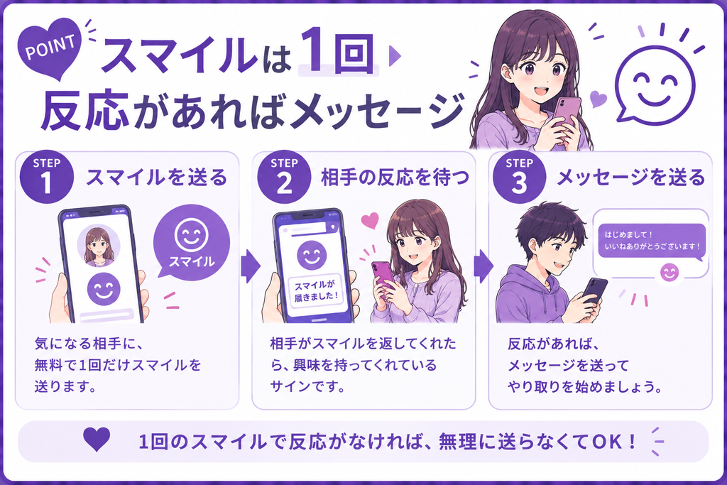 ワクワクメール スマイルは1回→反応があればメッセージ