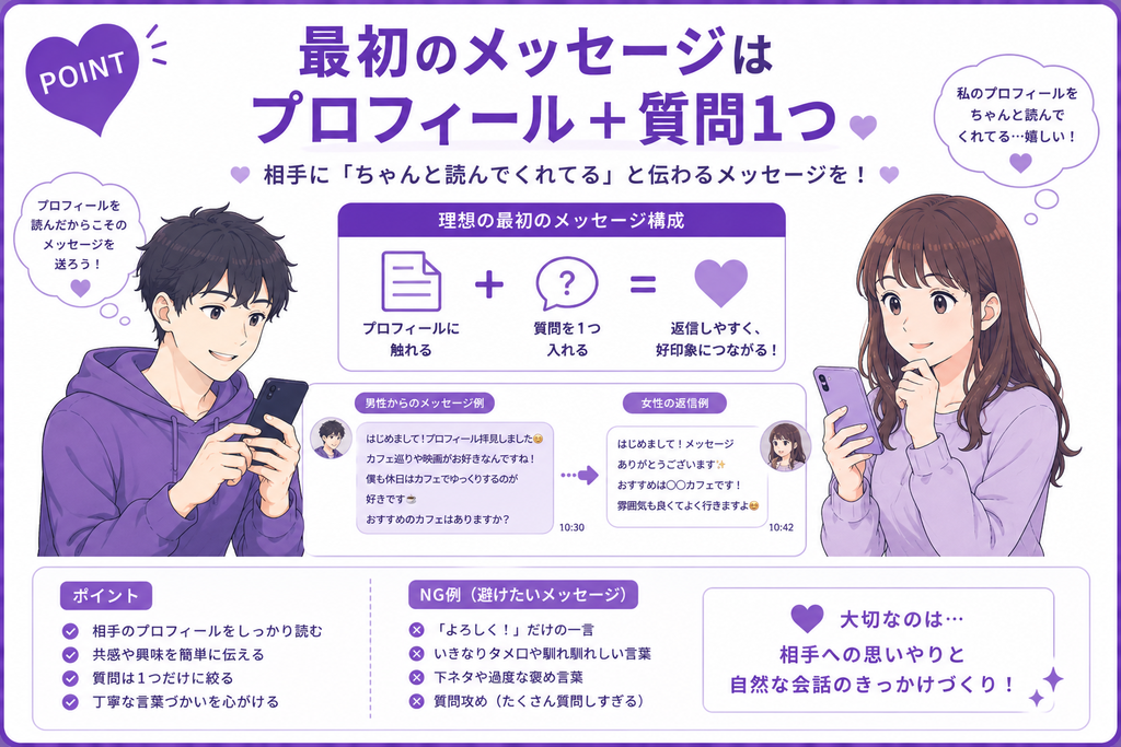 ワクワクメール 最初のメッセージはプロフィール+質問1つ