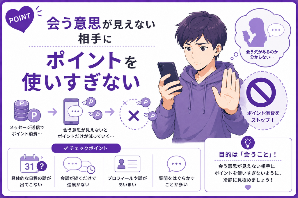 ワクワクメール 会う意思が見えない相手にポイントを使いすぎない
