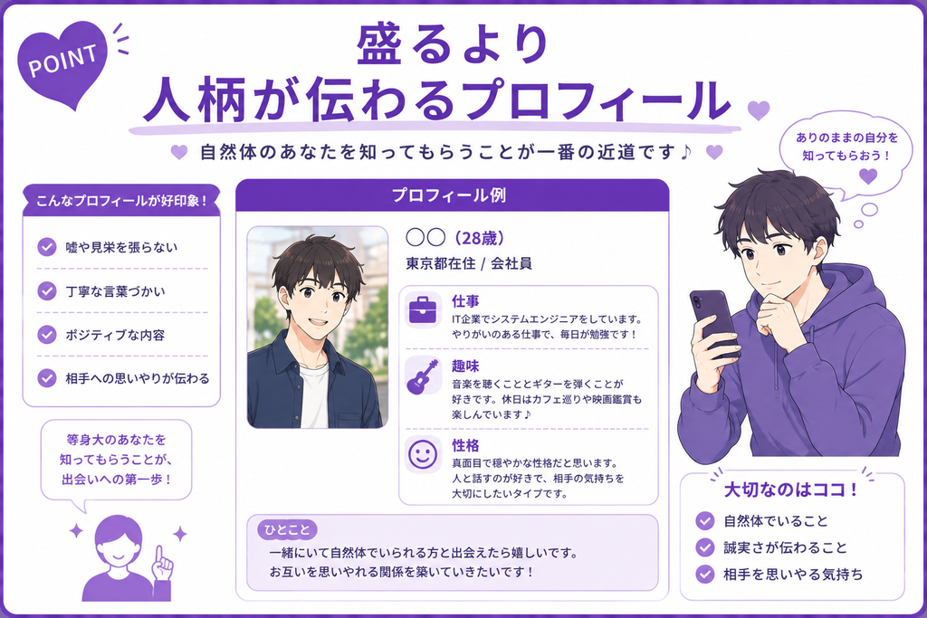 ワクワクメール 盛るより人柄が伝わるプロフィール