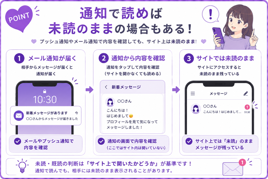 ワクワクメール 通知で読めば未読のままの場合もある
