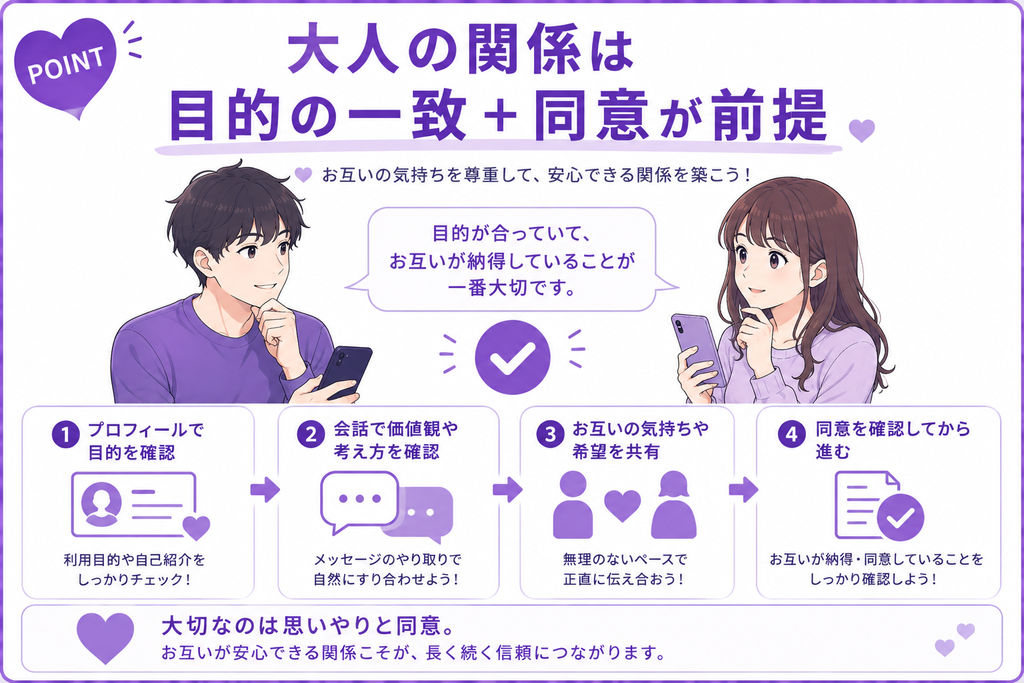 ワクワクメール 大人の関係は目的の一致+同意が前提